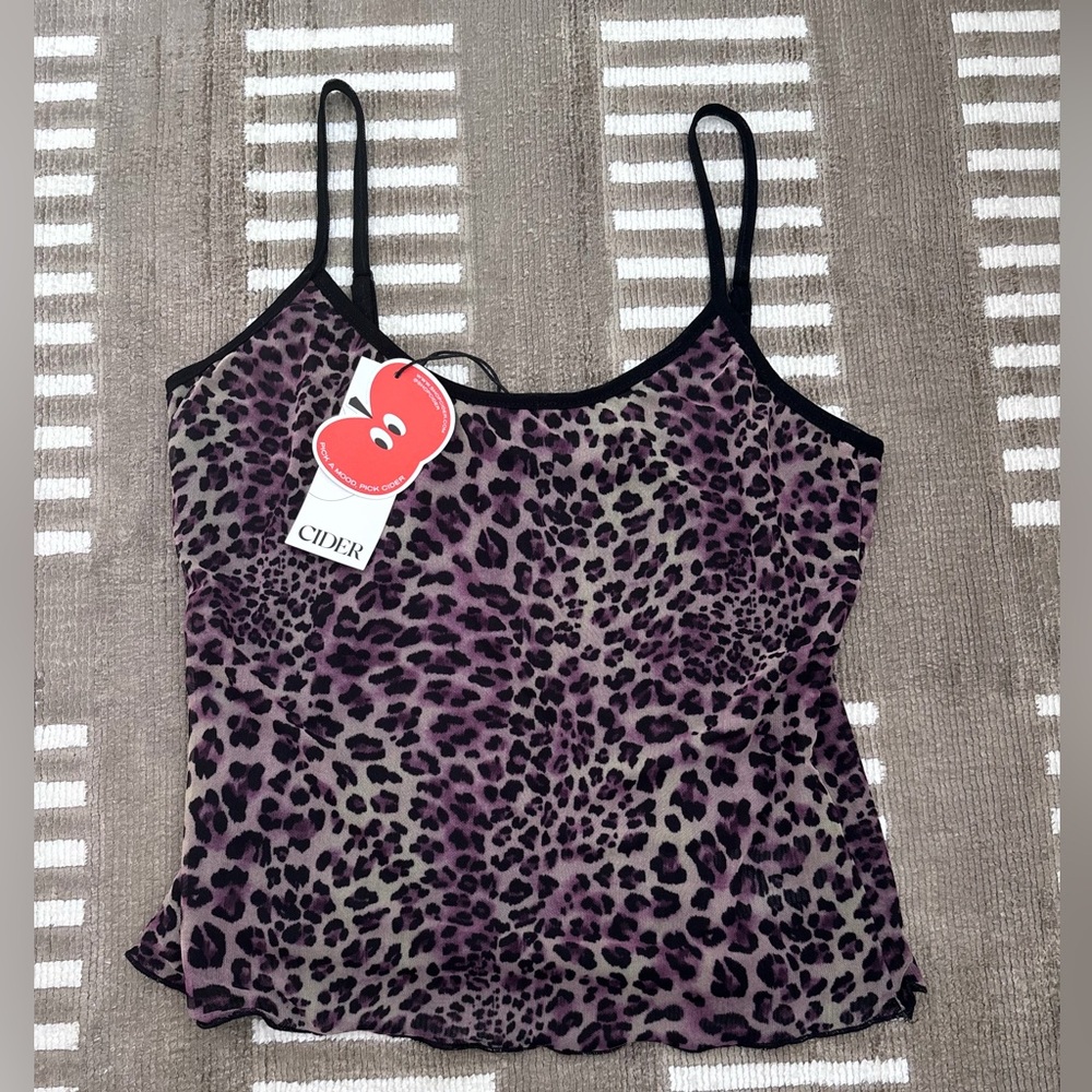 Cider Black and Purple Leopard Camisole